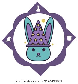 vector image, magic icons with white background and purple border.