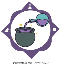 vector image, magic icons with white background and purple border.