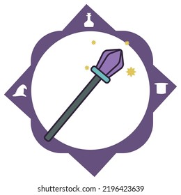 vector image, magic icons with white background and purple border.