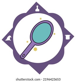 imagen vectorial, iconos mágicos con fondo blanco y borde morado.