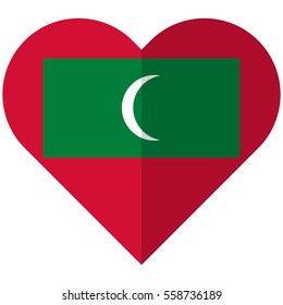 Vector image of the Maldives flat heart flag