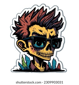 vector image of a male zombie with sticker type glasses