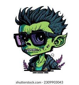 vector image of a male zombie with sticker type glasses