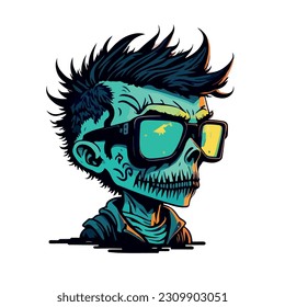 vector image of a male zombie with sticker type glasses