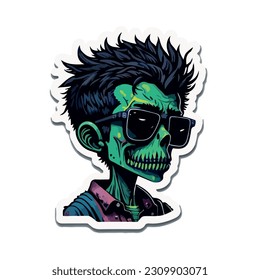 vector image of a male zombie with sticker type glasses