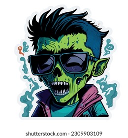 vector image of a male zombie with sticker type glasses