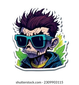 vector image of a male zombie with sticker type glasses