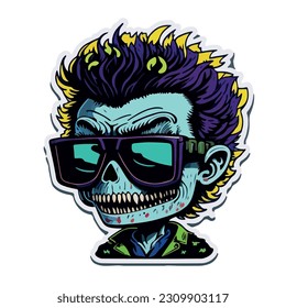 vector image of a male zombie with sticker type glasses