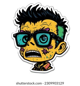 vector image of a male zombie with sticker type glasses