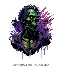 vector image of a male zombie with sticker type glasses