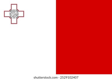 Vector Imagen de la bandera oficial de Malta. Con la Cruz de Jorge en rojo y blanco vívido, que simboliza la valentía y el valor. Ideal para contenido cultural, histórico y político