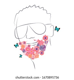 

vector image of a man with colored beards. Image for web site, postcards, banners on a spring theme.
