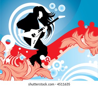 Vector image of the man with a guitar