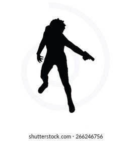 Vector Image - man with a gun pointing silhouette isolated on white background