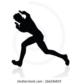 Vector Image - man with a gun pointing silhouette isolated on white background