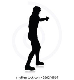 Vector Image - man with a gun pointing silhouette isolated on white background
