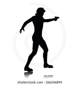 Vector Image - man with a gun pointing silhouette isolated on white background