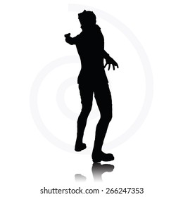 Vector Image - man with a gun pointing silhouette isolated on white background