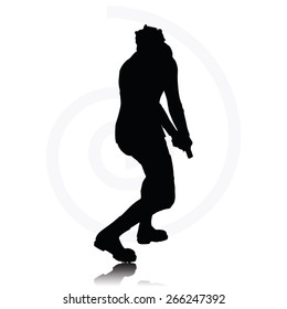 Vector Image - man with a gun pointing silhouette isolated on white background