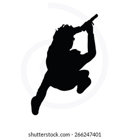 Vector Image - man with a gun pointing silhouette isolated on white background