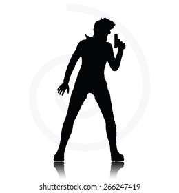 Vector Image - man with a gun pointing silhouette isolated on white background