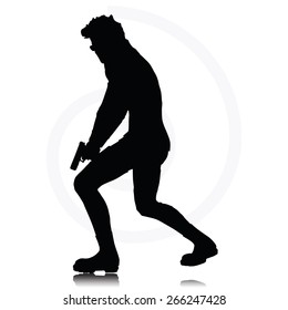 Vector Image - man with a gun pointing silhouette isolated on white background