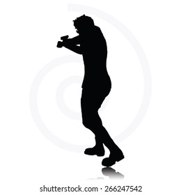 Vector Image - man with a gun pointing silhouette isolated on white background