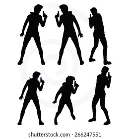 Vector Image - man with a gun pointing silhouette isolated on white background