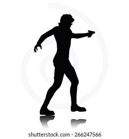 Vector Image - man with a gun pointing silhouette isolated on white background