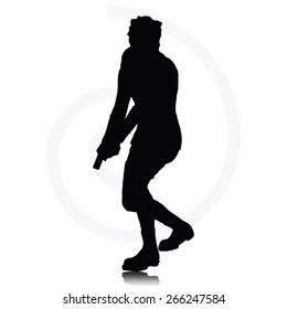 Vector Image - man with a gun pointing silhouette isolated on white background