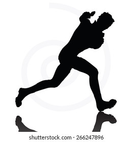 Vector Image - man with a gun pointing silhouette isolated on white background