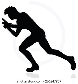 Vector Image - man with a gun pointing silhouette isolated on white background