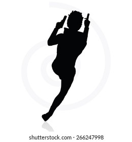 Vector Image - man with a gun pointing silhouette isolated on white background