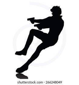 Vector Image - man with a gun pointing silhouette isolated on white background