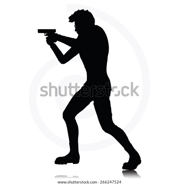 Vector Image Man Gun Pointing Silhouette Stock Vector (Royalty Free ...