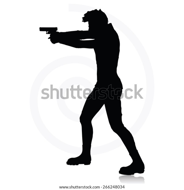 Vector Image Man Gun Pointing Silhouette Stock Vector (Royalty Free ...