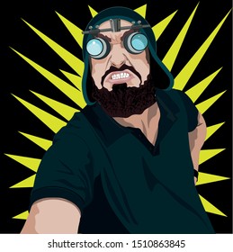 Vector image of a man on a black background.