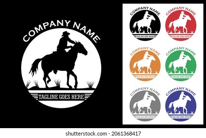 Vector image of man on horseback with a bit of grass underneath. This image can be used for a logo, or for any print.