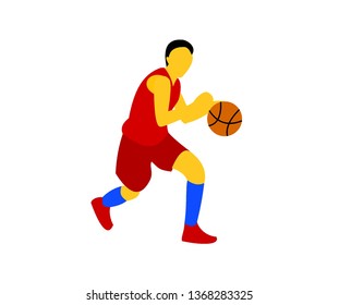 Vector image of a man playing basketball