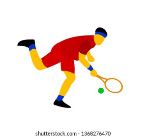 Vector image of a man playing tenis