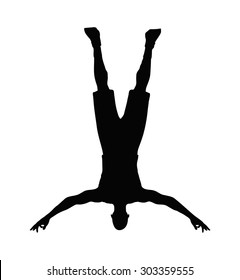 Vector Image - man silhouette isolated on white background - in falling pose 