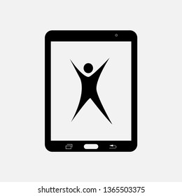 vector image man, silhouette, running, tablet, logo, design, illustration, icon