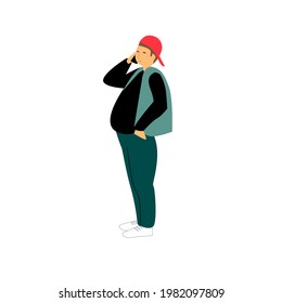 Vector image of a man talking on the phone