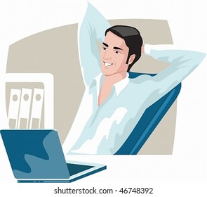 Vector image of a man who is happy and satisfied with their jobs.