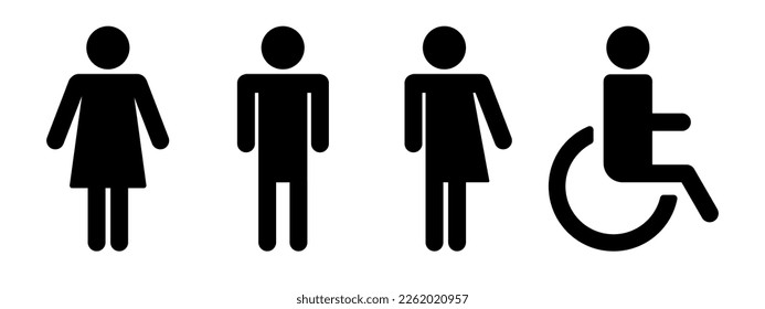 Vector image of a man, woman, gender neutral person and disabled person. People icons