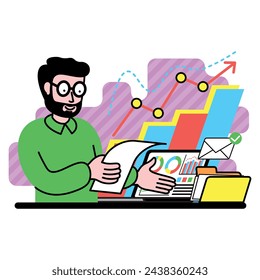 vector image of manager reconciles financial statements
