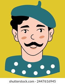 vector image of a man-artist in a hat with a mustache