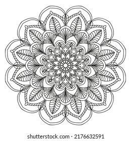 Vector image of a mandala on a white background. Graphic design of circular ornament.