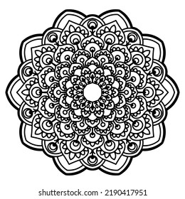 Vector image of a mandala on a white background. Graphic design of circular ornament.