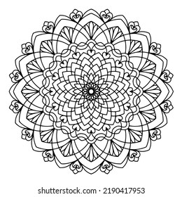 Vector image of a mandala on a white background. Graphic design of circular ornament.